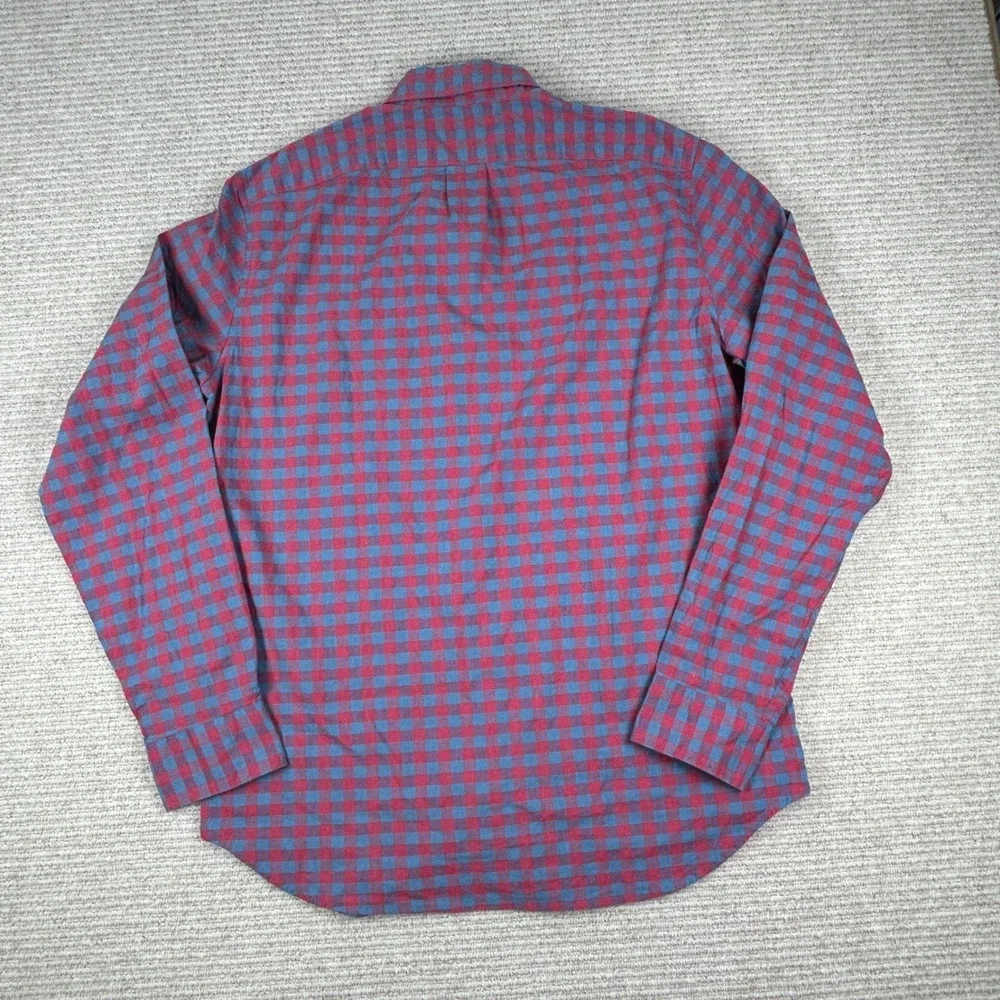 J. Crew Button Down Shirt Mens M Red Blue Gingham Secret Wash Preppy Classic New